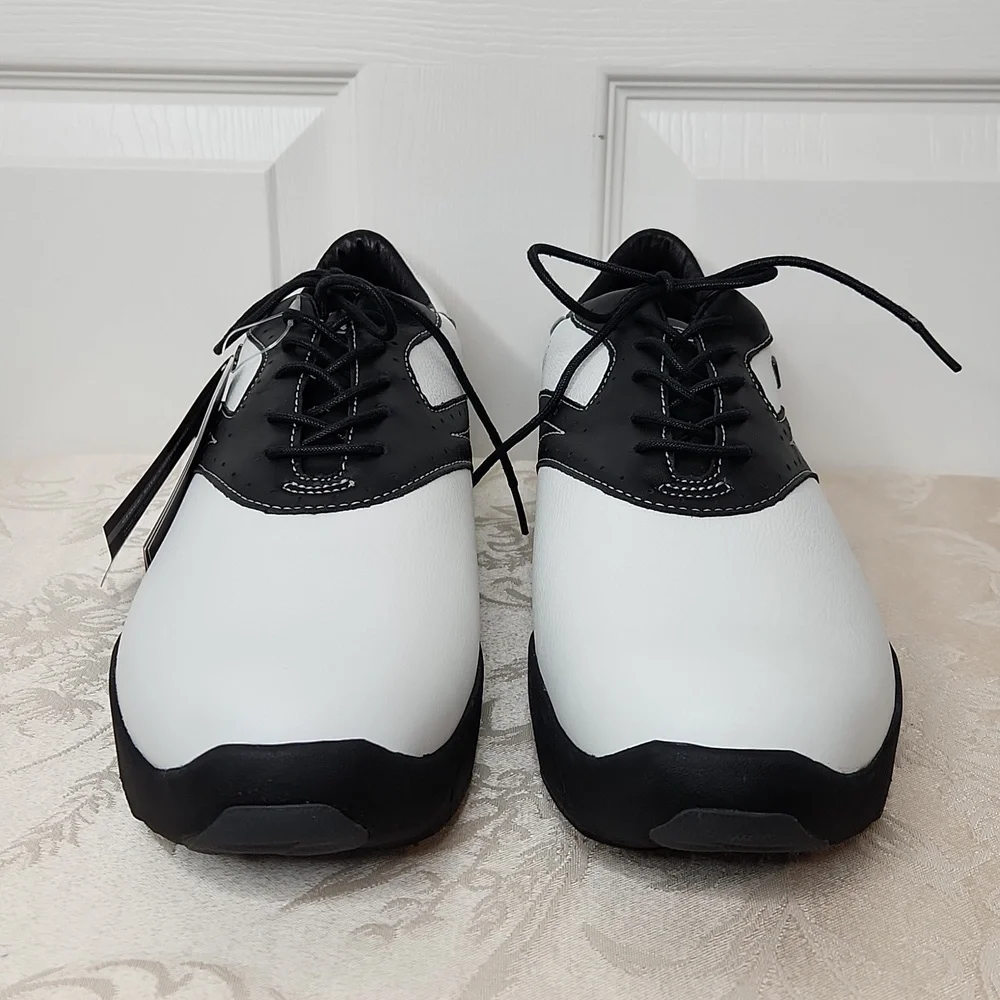 Mens Crocs Bite leather golf shoes soft cleat black white size 12 style 2207A - Picture 2 of 8